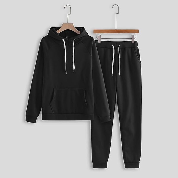 Mode Loungeset för kvinnor Modekläder 2-delad sweatsuit Långärmad tröja Långbyxor black 2XL