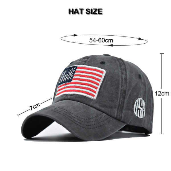 American Flag Washed Baseball Cap 3D Broderi Bokstav Baseball Cap Män och Kvinnor USA Retro Peaked Cap Coffee Adjustable