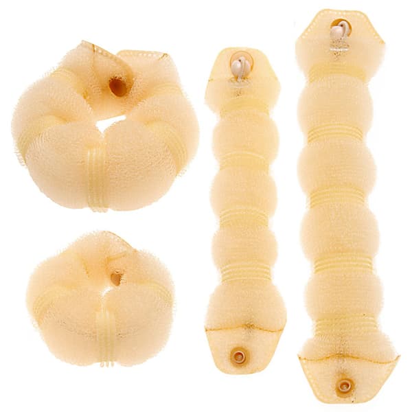 2 st Magisk Hårstyling Twist Ring Formare Donut Chignon Hårknut Maker Clip Hårrullare Små & Stora (Vit)
