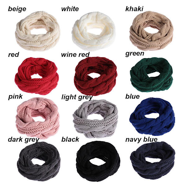 Stickad Scarf Tjock Sjal Cirkelkabel GRÖN