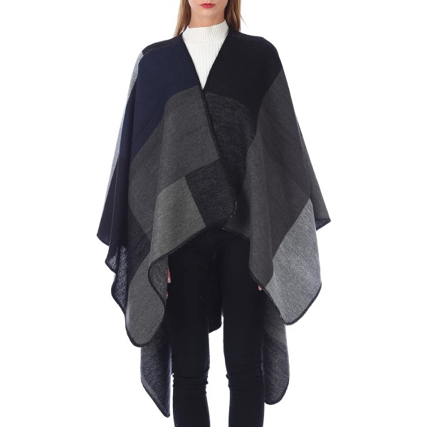 Vinter Sjal Wraps för kvinnor Öppen Front Poncho Sweater Filt Scarf