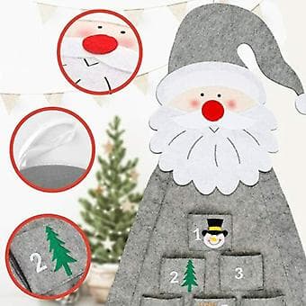 Stort Teppe Julehjem Dekor Nisse Adventskalender Lommer (Grå)