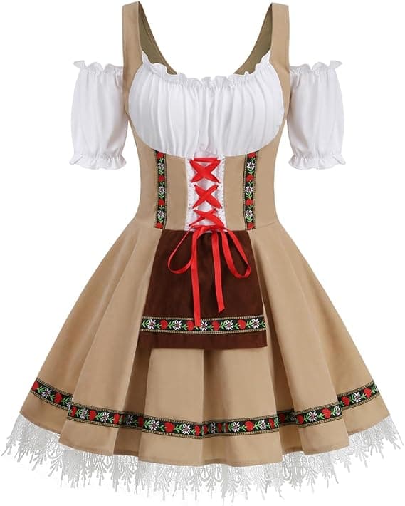 Dam Oktoberfest Kostym Tysk Bayersk Dirndl Klänning Halloween 4XL 4XL