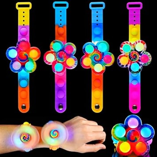 4-pack LED fingertoppsarmband Dye Party Pop Spinners Gyro watch