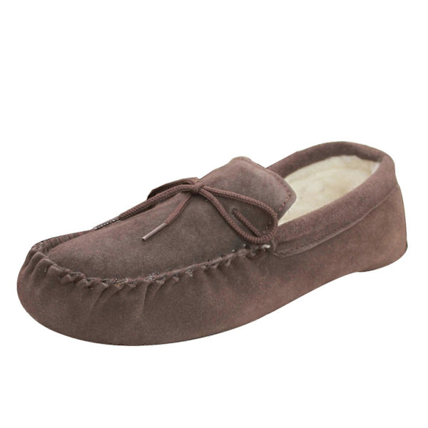 Unisex Mockasiner med Mjuk Sula i Ullblandning Chocolate 7 UK