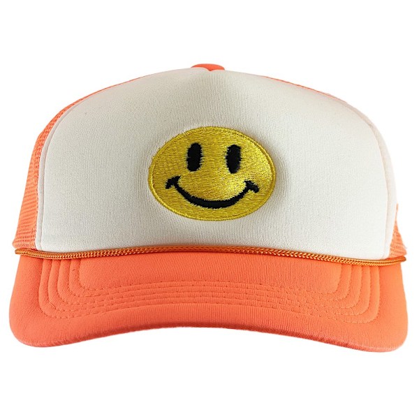 Gravity Threads Smile Face Brodery Justerbar Trucker Hat - Camo classic-white/neonorange