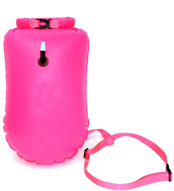 Sikkerhedsbøje til åbent vand – Opbevaringstørpose – Pink-Rød – 69x37cm