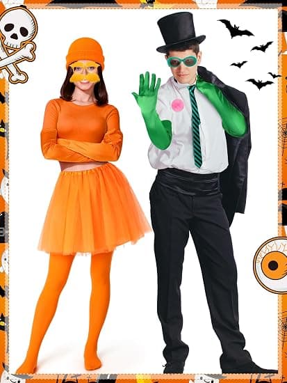 10 kpl Halloween oranssi asustesarja hatulla ja laseilla