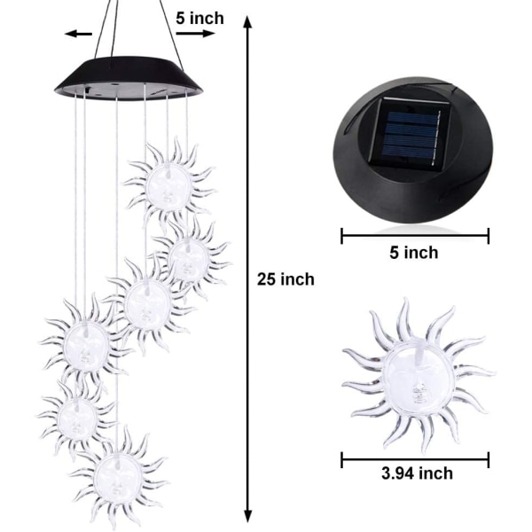 Solar LED Utomhus Star Moon Wind Chime Present Mamma Mormor sun