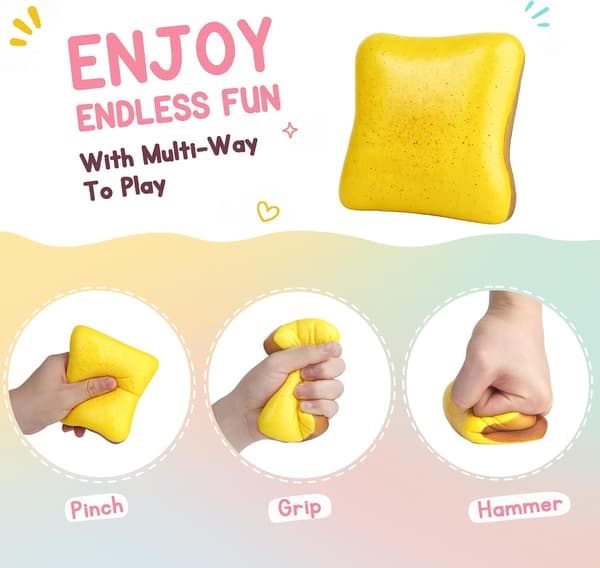 2 stk. brødsmør Squishy sensorisk fidget-legetøj, stress- og angstlindrende langsomt stigende Squishy-legetøj realistisk klemmebrød til børn og voksne, ideelt til