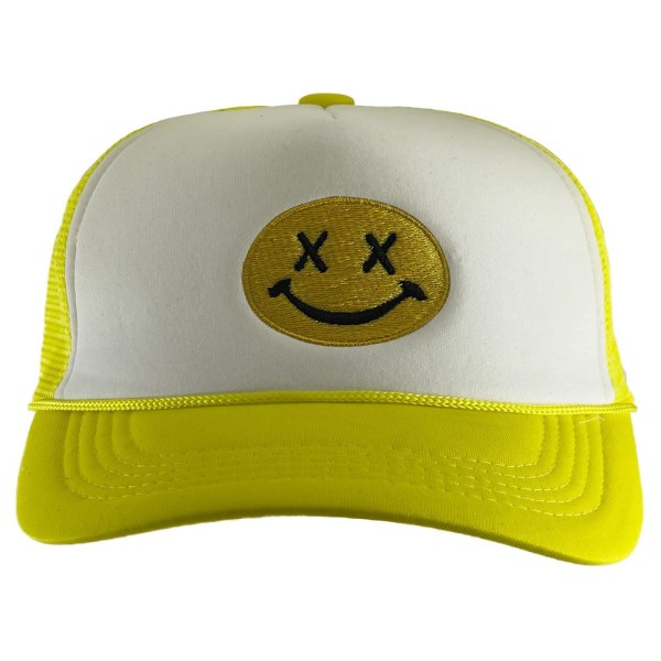 Gravity Threads Smile Face Brodery Justerbar Trucker Hat - Camo cross-white/yellow