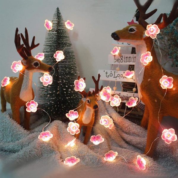 2m Cherry Lighting Strings Blossom Flower LED String Fairy Lamp light För inomhusbröllop Rosa Bells Garland Deco Like the picture 2M-20LED
