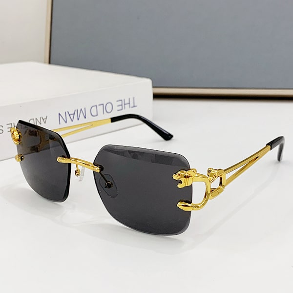 Snygga kantlösa solglasögon för män och kvinnor Modepersonlighet leopard spegel solglasögon glasögon med ben Gradient grey