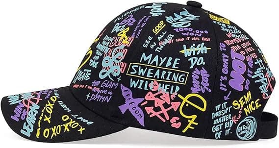 Graffiti baseballcaps, unisex baseballcaps justerbar bomull graffiti doodle sportscaps for menn kvinner