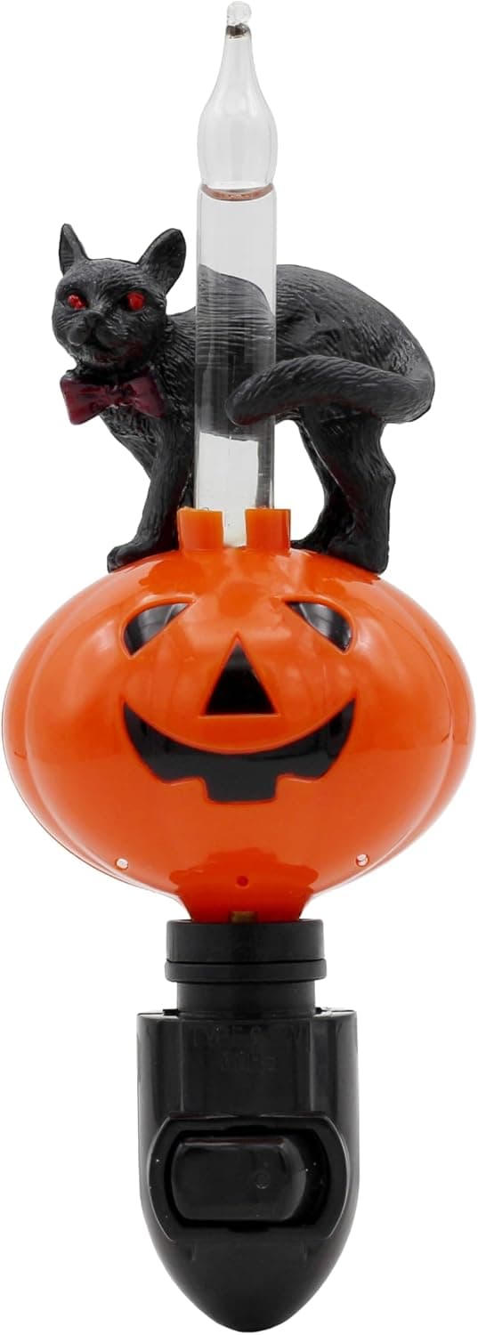 Halloweenpumpa Jack O' Lantern & Svart Katt Bubbellampa