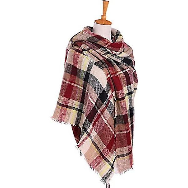 Stor Ull Rutig Scarf Dam Cashmere Sjal Scarf Varm Höst Vinter Stole Wraps Klassisk Elegant Mysig, Dam Rutig Faux Cashmere Höst/vinter Sjal