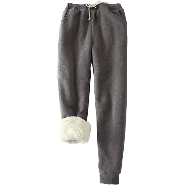 Trieskull Dam S Varm Sherpa-fodrad joggingunderdel Dragsko Sportig joggingbyxa i fleece med fickor Darkgray M