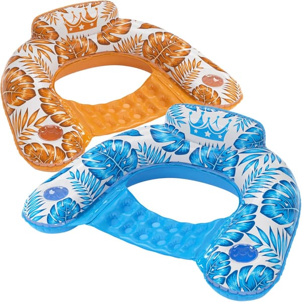 Oppustelige poolstole med kopholdere – Flydende liggestole til voksne – Pool, fest - 2 stk.