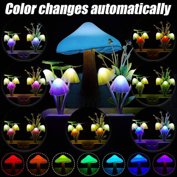 6 st 7 färgbyteskontakt Ljussensor Vägglampa Led Mini Magic Mushroom Night Lights För barn Vuxen (vattenväxter, lotusblad, svamp)