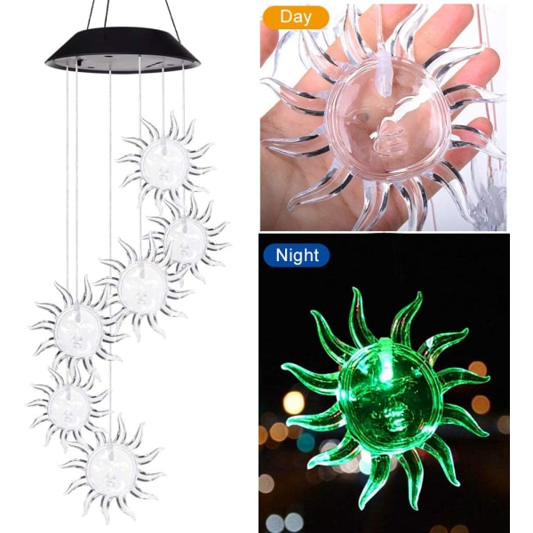 Solar LED Utomhus Star Moon Wind Chime Present Mamma Mormor sun