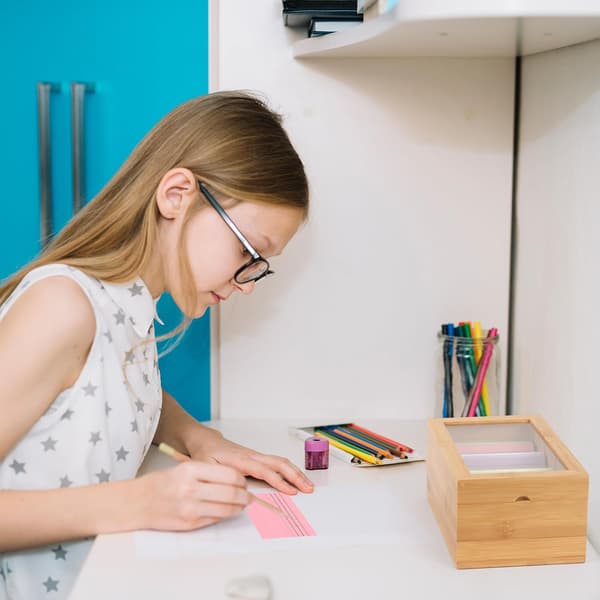 Træindekskortboks med 300 linjerede kort, 5 papirkort til kontor, skole, studie (3 x 5\")