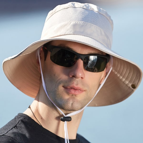 Mesh andningsbar fiskehatt för män utomhus vandringshatt beige