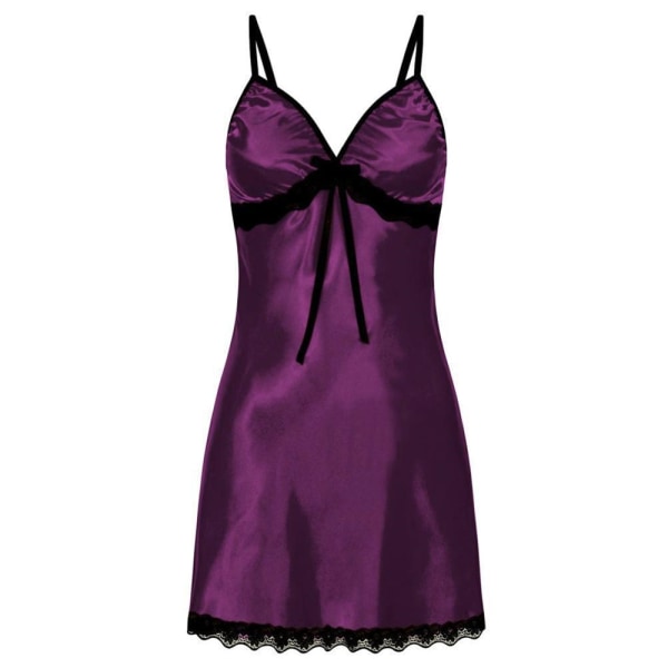 Dammode V-ringad Sexig spets Nattlinne Pyjamas Hemkläder purple L