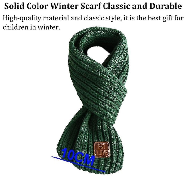 Småbarn Barn Halsduk Pojkar Flickor Vinterstickade Varma Halsdukar Hals Warmer_mi green