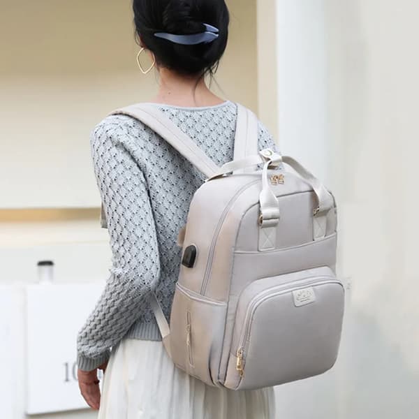 Mummy bag USB skötväska Beige