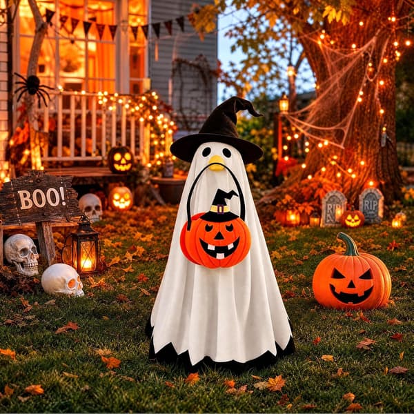 Halloween-outfit til havegås med slikpose, passer til 23\" statue, udendørs dekoration