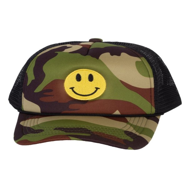 Gravity Threads Smile Face Brodery Justerbar Trucker Hat - Camo camo/black