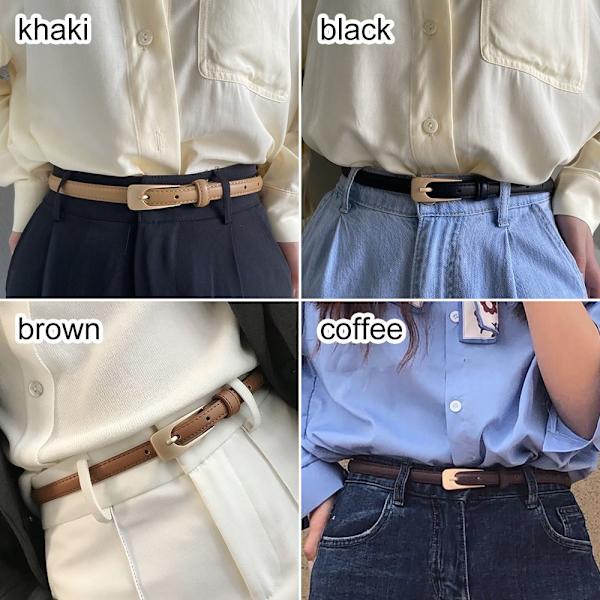 Läderbälte Metallspänne Midjeband KHAKI