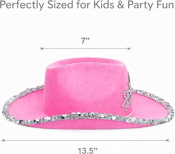 Blinkende lyserød tiara cowgirlhat med LED til børn - BØRNESTØRRELSE