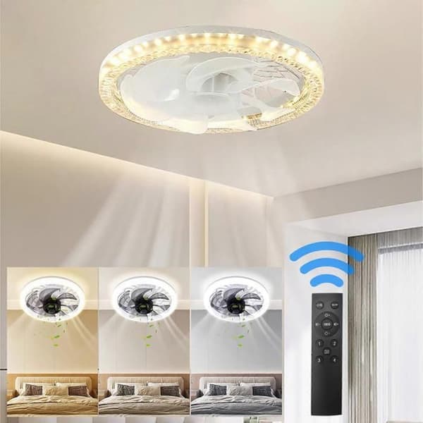 Loftventilator - 4 Hastigheder - 3 Lysfarver - 360° Drejning - 45W