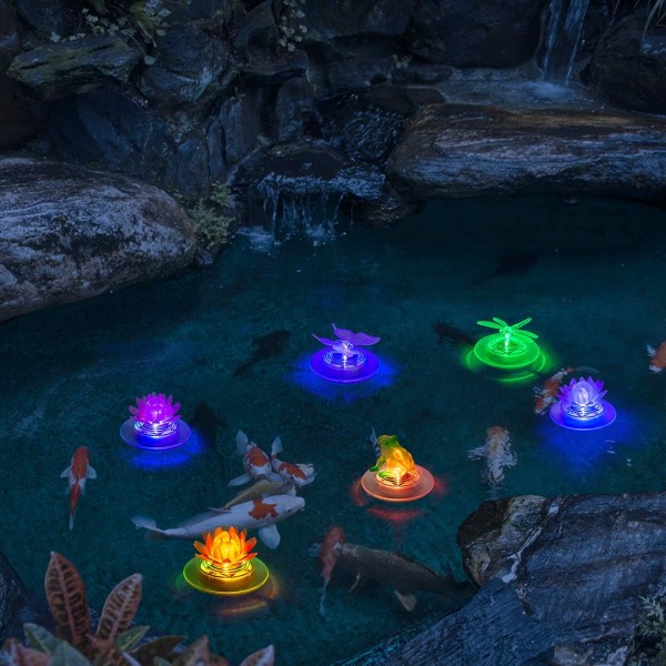 Solar Pond Lights Vattentät LED RGB Solar Floating Lights Dragonfly