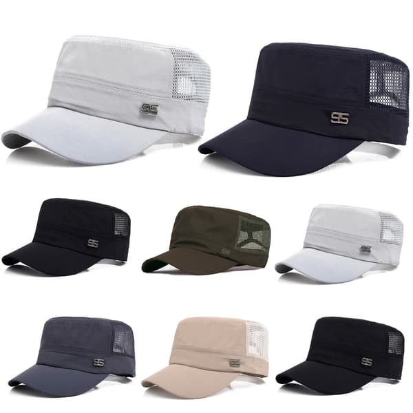 Snapback Mesh Cap Vanlig Vintage Flat Peak Baseball Kepsar Män Hatt light grey