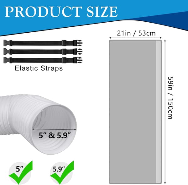 2-pack bärbara AC-slanghylsor, bärbar luftkonditioneringsslangskydd, passar för 5\" & 5.9\" diameter avgasslang, slangventilationsskydd,