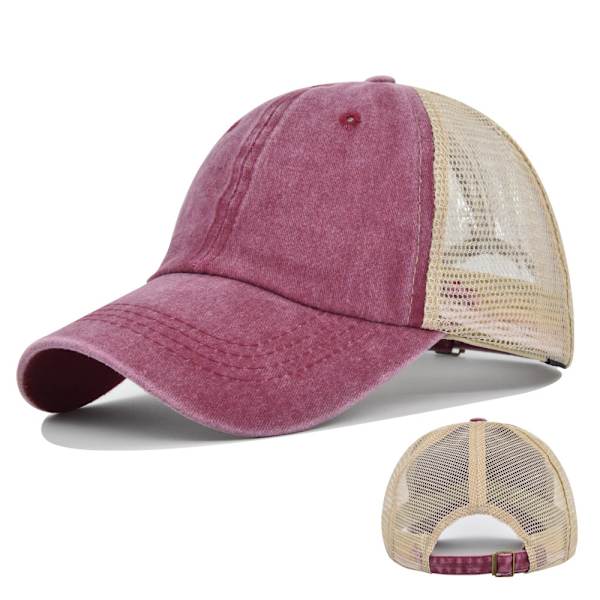 Enfärgad cap Peaked Cap Mesh Cap Solhatt Glänsande Cap Custom Logo Partihandel Cl7357RoseRed Adjustable