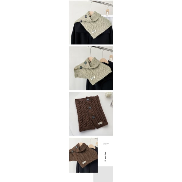 Knäppning halsduk för kvinnor höst och vinter med tjock varm turtleneck huvud stickad haklapp falsk krage krage krage set apricot