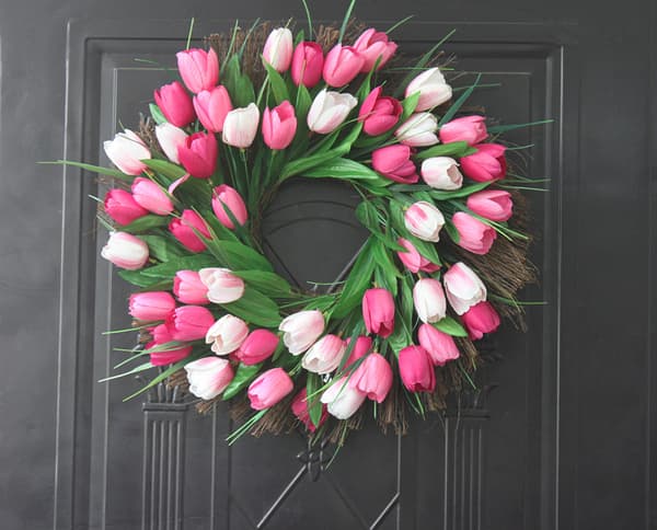 Tulipan Krans - Sommer Silkeblomst Krans - Pink