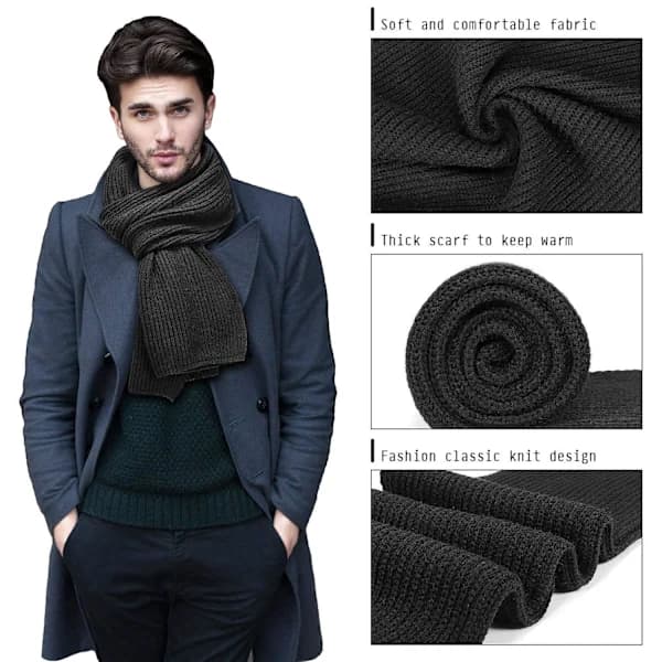 Klassisk stickad vinterhalsduk unisex, mjuk och varm stickad vinterhalsduk S