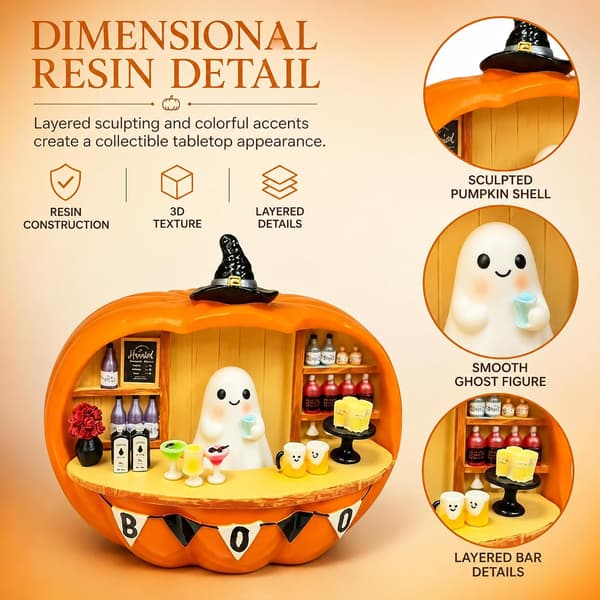 Lysande Halloween-dekoration Spökfigur Pumpabar-dekor (Gul)