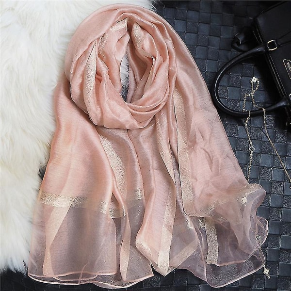 Tunn sjal Sidenscarf Lång damscarf för kvinnor Mode Utländsk S rosa