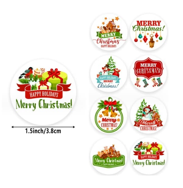 500 st God Jul presentetiketter, 3,8 cm jul