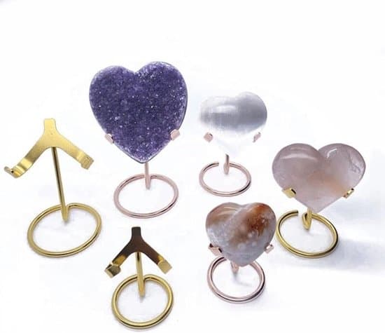1 stk. metal hjerteformet stander til krystaller og sten – krystalkugleholder, udstillingsstander til sten- og mineralspecimen – til sten og geoder L