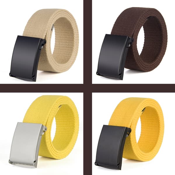 Bälte canvas tyg 44 skärp herr/dam/barn svart /  - Marinblå tyg silver spänne
