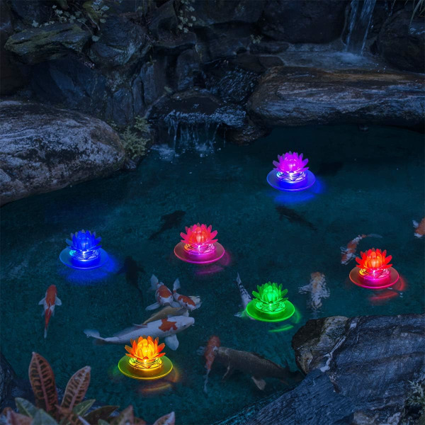 Solar Pond Lights Vattentät LED RGB Solar Floating Lights Lotus
