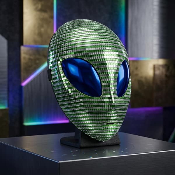 Halloween Alienmask – Glittrande Discospegelmask för fester, baler och kostymevenemang