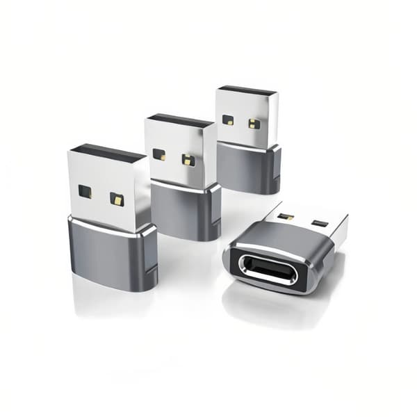 4-pack USB till USB-C-adapter, Typ-C hona till hane billaddarkonverterare för nya iPhone 16 Pro Max Plus 15 14 13