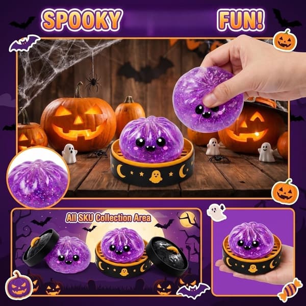 Halloween Spooky Ghost Dumpling, Dumplings Squish med Steamer Stressbolde Stressaflastning Fidget Sensorisk til Helligdags- og Fødselsdagsgaver